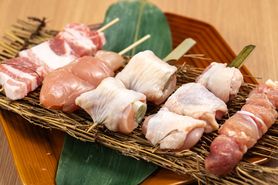県産若鶏のこだわり6種セット(ねぎま、モモ、四つ身、レバー、ハツ、鶏団子)