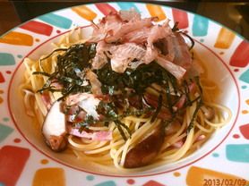 キノコとベーコンのスパゲティ