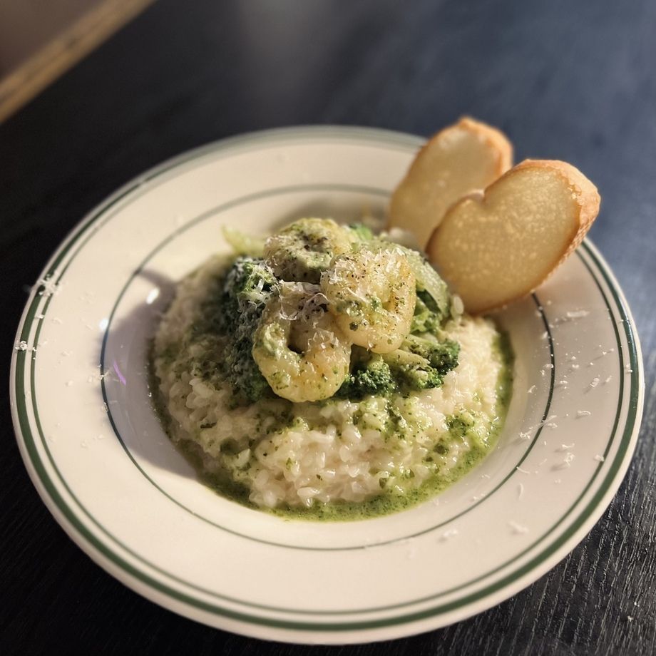 海老とブロッコリーのジェノベーゼリゾット