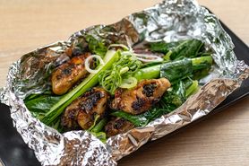 カキと小松菜のバター炒め