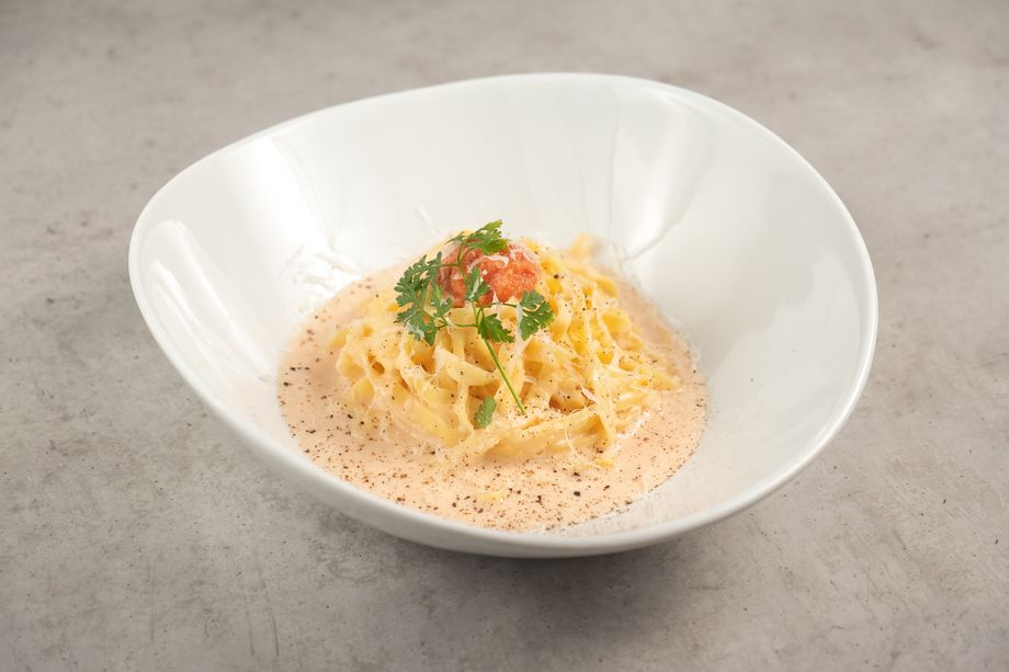 生パスタ専門店の明太クリームパスタ