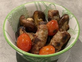 アメリカンソーセージとキノコソテー