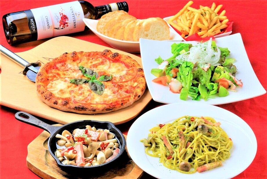 [ディナーコース⑧]普段使い～女子会にも最適、ピザ・パスタシェアコース