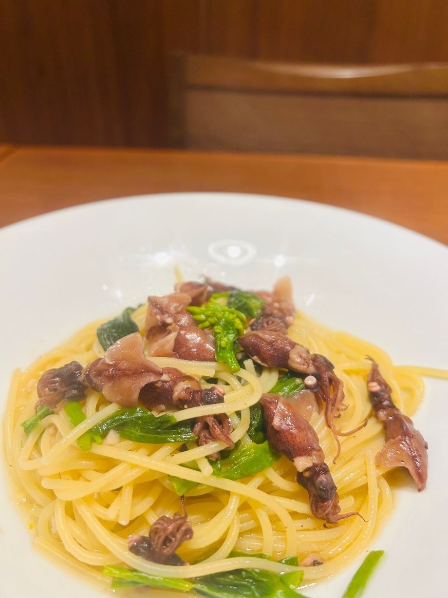 【前菜とデザート付き】ホタルイカと菜の花のアーリオーリオペペロンチーノセット