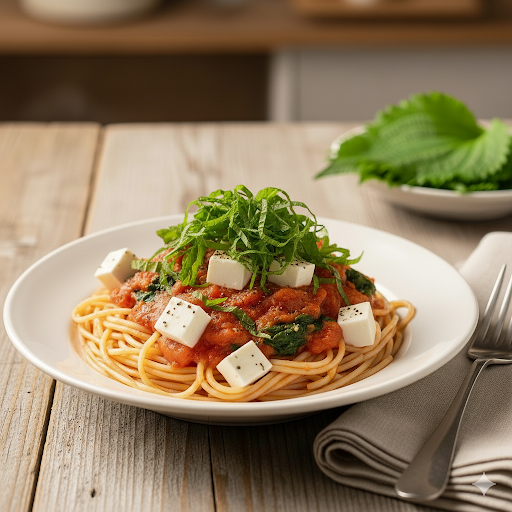 クリームチーズと大葉のトマトソース