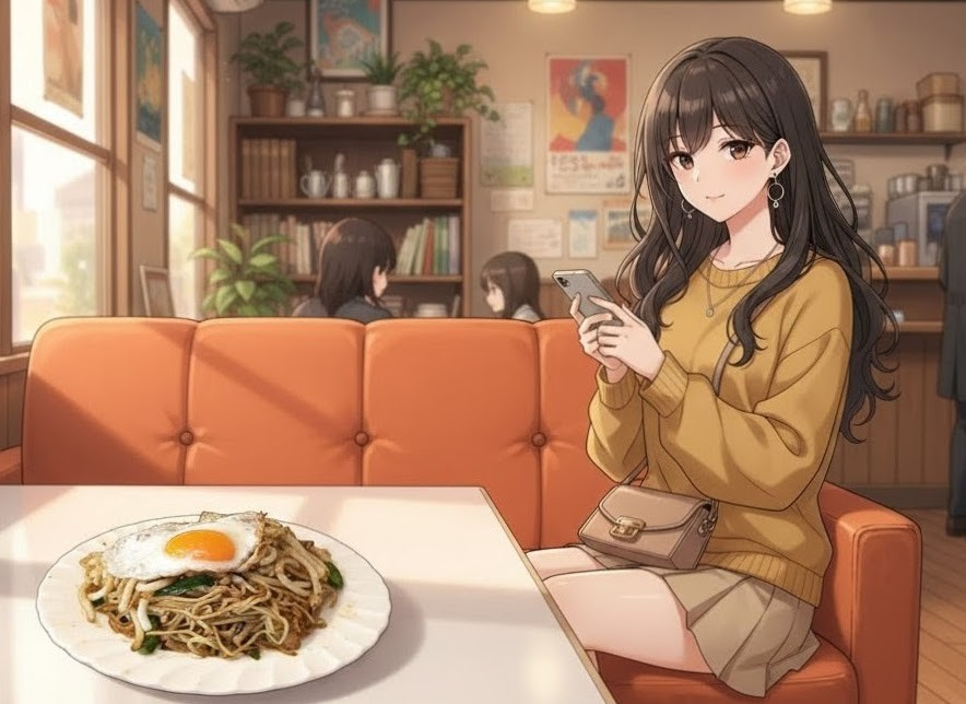 焼きそばうどん(大盛り)＋コーヒー（500円）