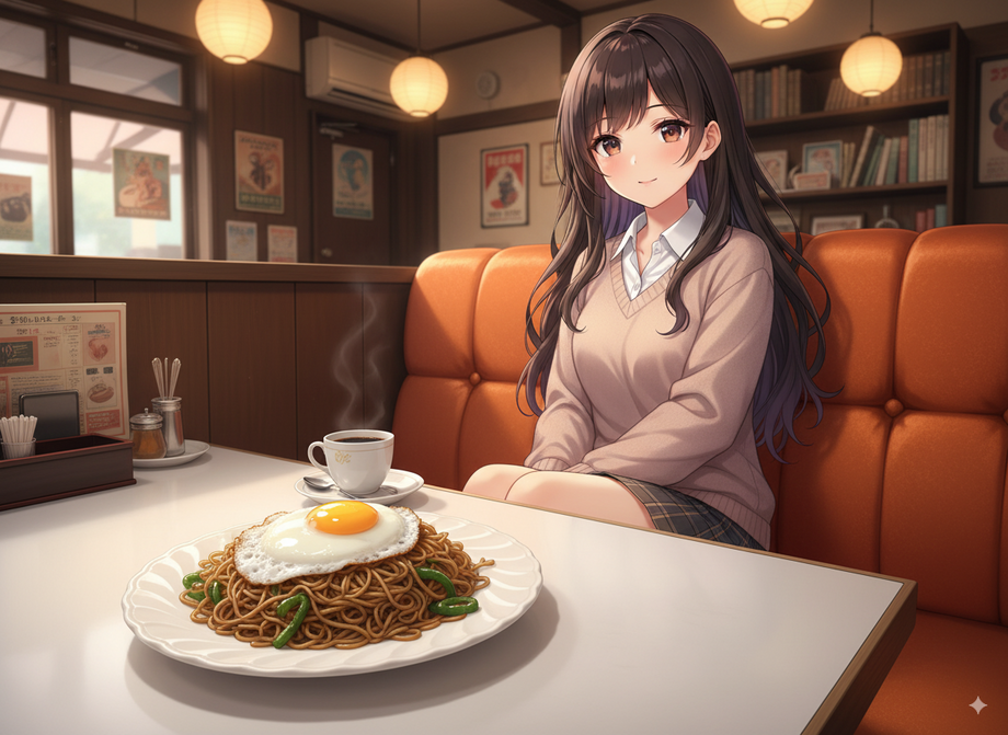 五目焼きそば(大盛り)＋コーヒー（500円）