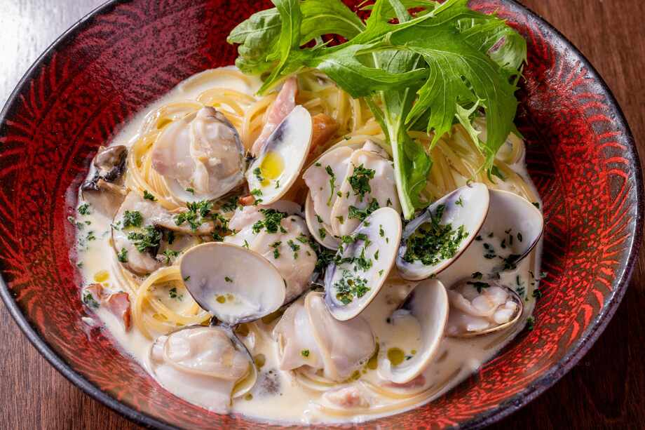 千葉九十九里産天然ハマグリクラムチャウダー風パスタ