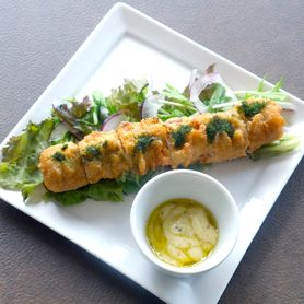 ジャンボちくわの磯部揚げにガーリックマヨを添えて