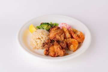 ガーリックシュリンプ＆モチコチキンプレート