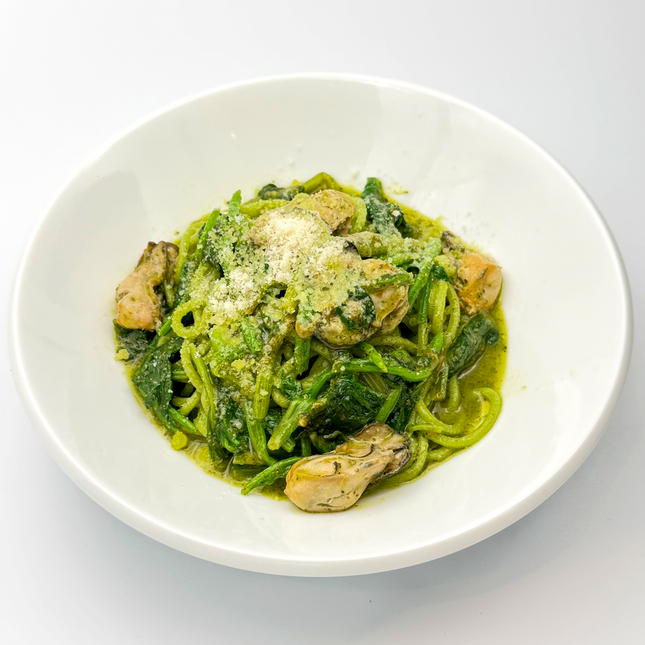 【選べるパスタセット】広島牡蠣と東京ほうれん草のジェノベーゼ　サラダ・ドリンク付き