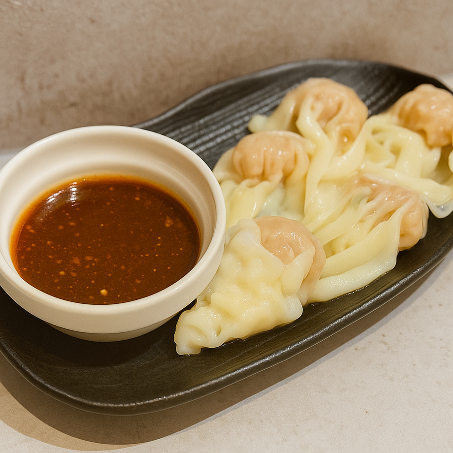 🥟絶品の手包み薄皮ワンタン5個•自家製みそタレ