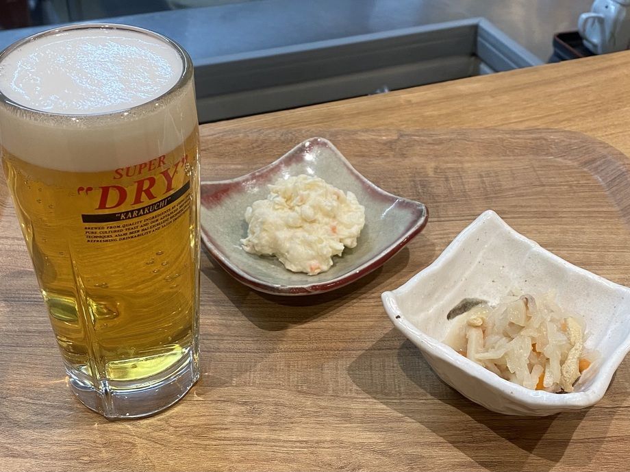 ビール惣菜セット(生ビール中＋惣菜2品)