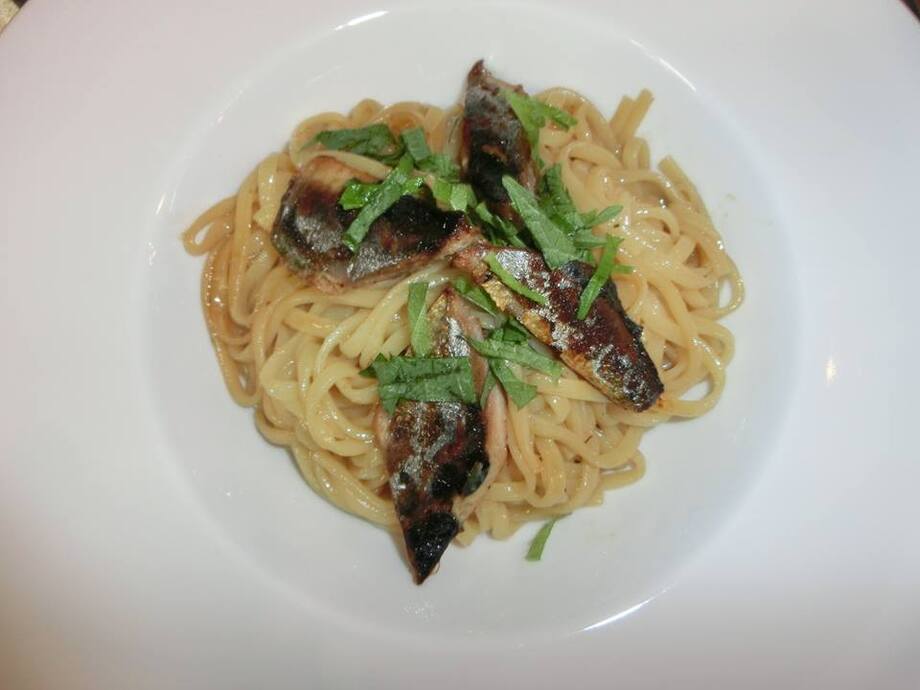 ★スモークイワシの和風醤油仕立ての生スパゲティ