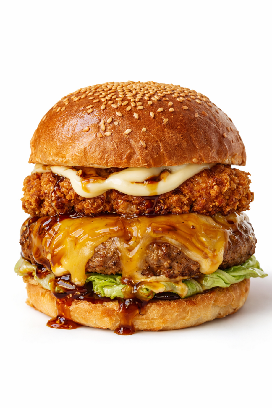 テリヤキチキン&ビーフチーズバーガー