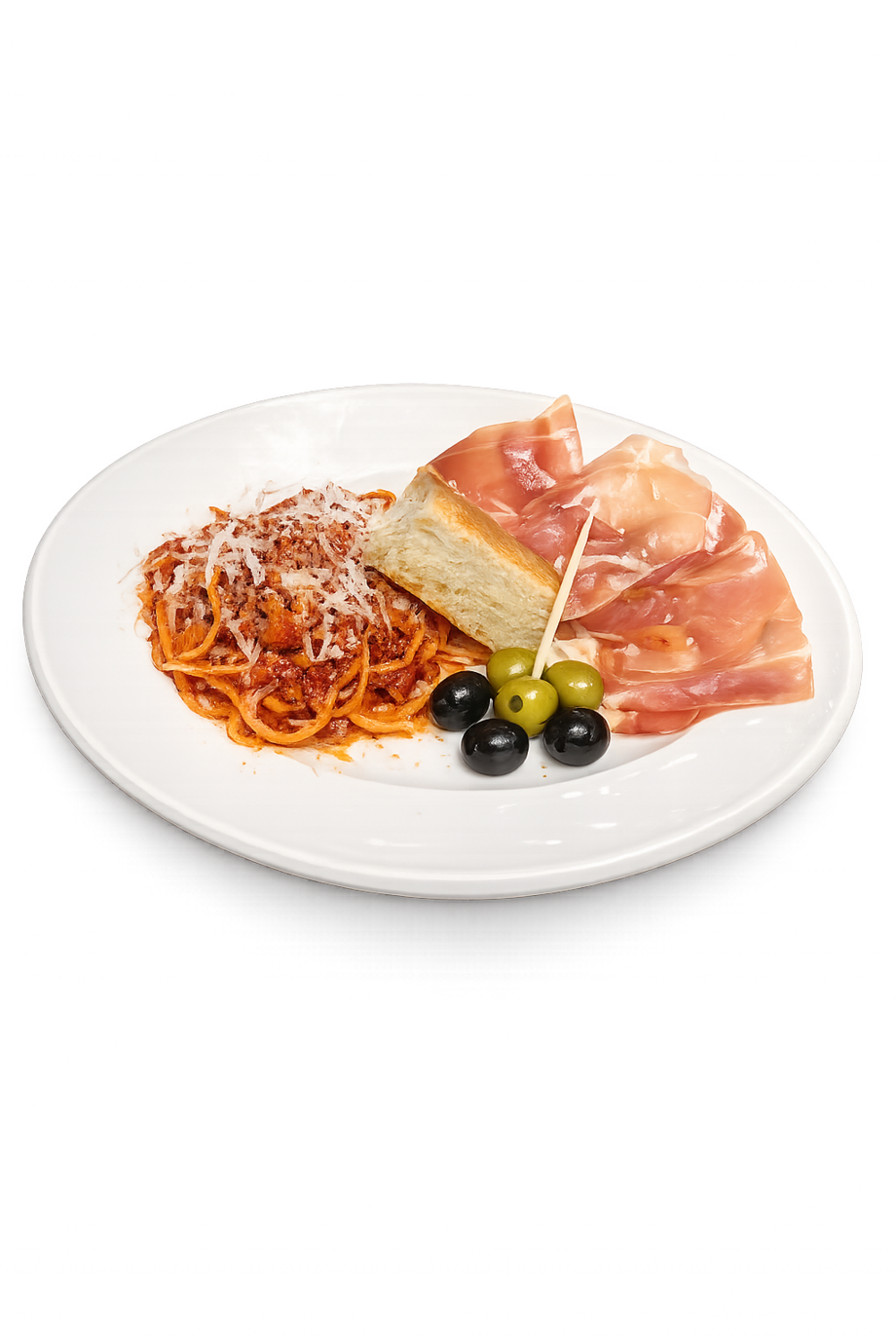 藤沢豚ほほ肉の生ハム”グアンチャーレ”のアマトリチャーナ（ハーフサイズ）×赤ワイン×ハモンセラーノ×フォカッチャ