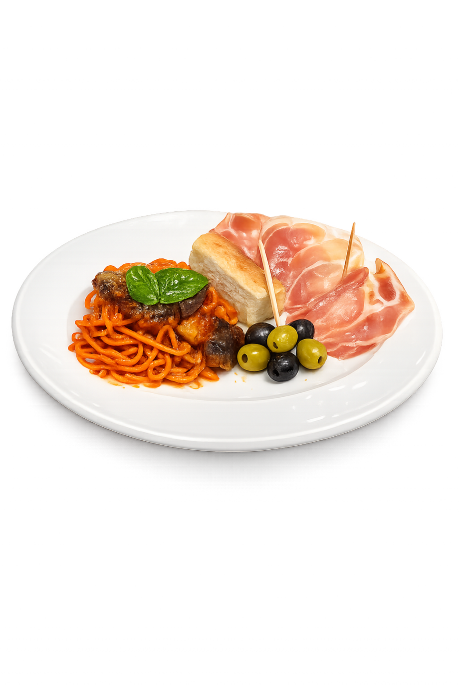 イタリア産トマトと茄子のスパイスポモドーロ（ハーフサイズ）×白ワイン×ハモンセラーノ×フォカッチャ