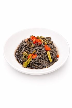 【ランチ】ヤリイカと山菜のイカ墨ソース＋フォカッチャ