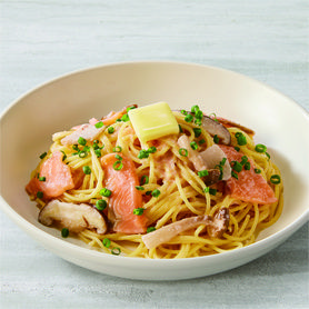 サーモンときのこのたらこバター