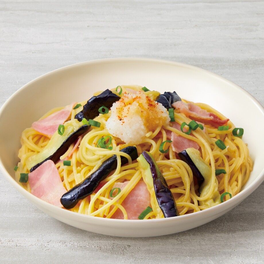 揚げ茄子とベーコンのおろし和風