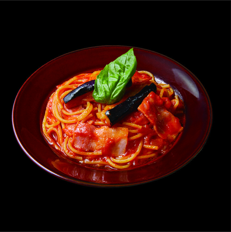 ミニスパ(茄子とベーコンのトマトソース)