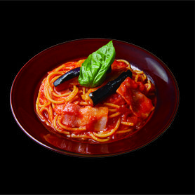 ミニスパ(茄子とベーコンのトマトソース)