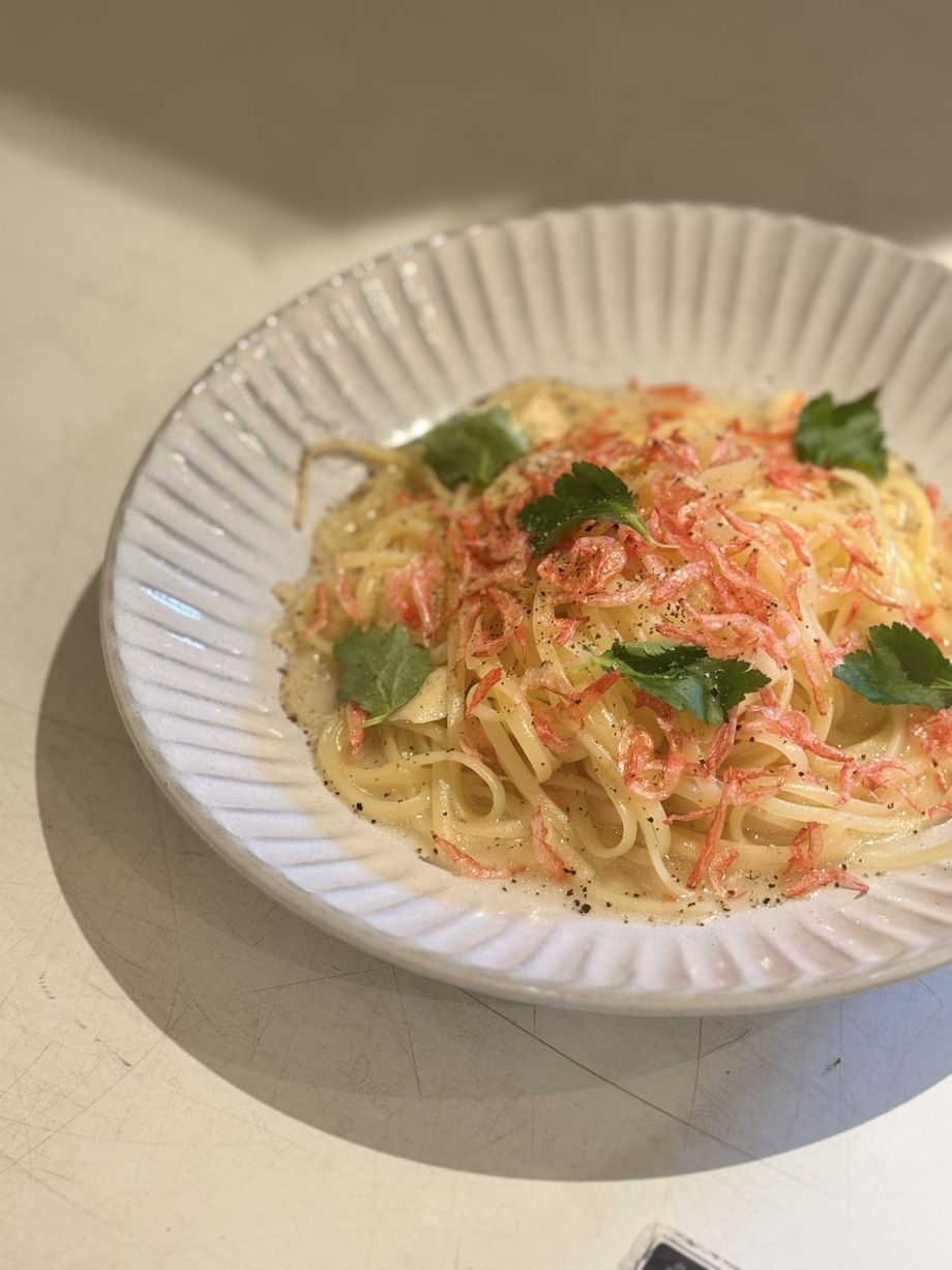 今週のパスタ　春のオイルパスタ〜桜エビとたけのこ〜