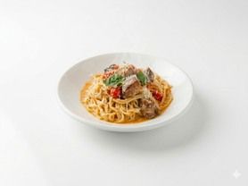 【ランチ】東京産茄子と豚肩を煮込んだアッラノルマ＋フォカッチャ