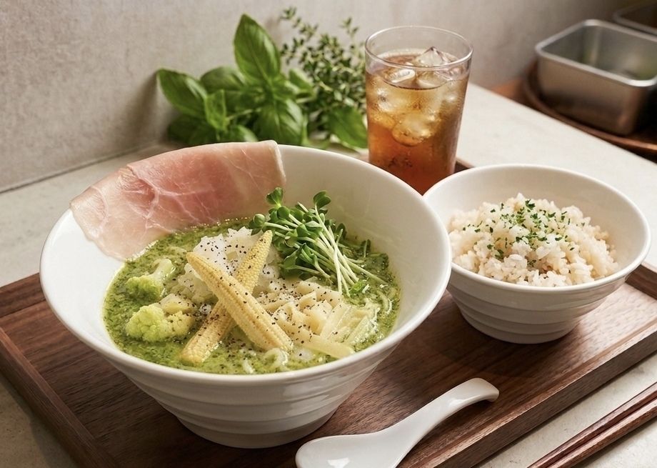 豚骨ジェノベーゼラーメンlunchセット