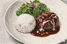 ランチ限定　黒毛和牛入り手ごねジューシーハンバーグプレート〈デミグラス〉