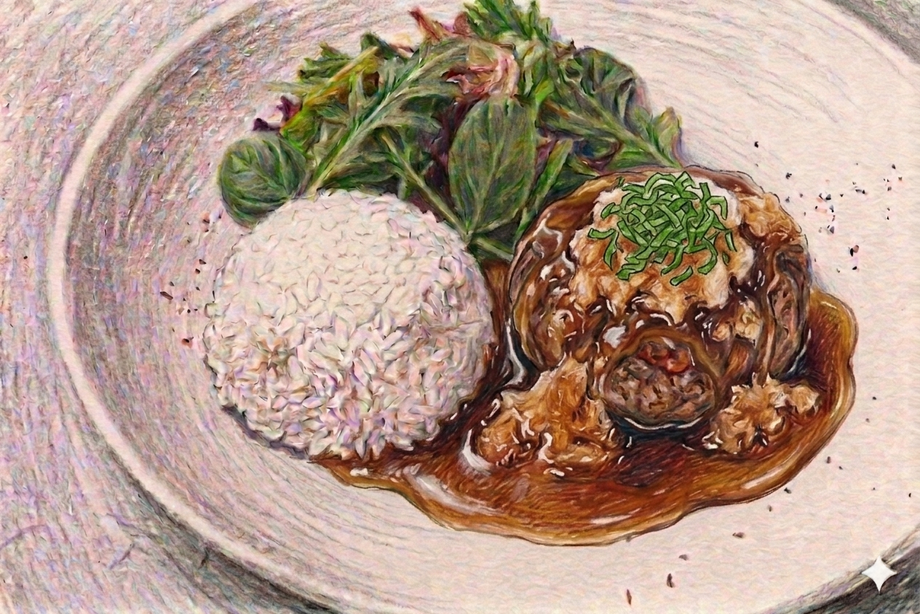 ランチ限定　黒毛和牛入り手ごねジューシーハンバーグプレート〈和風ソース〉