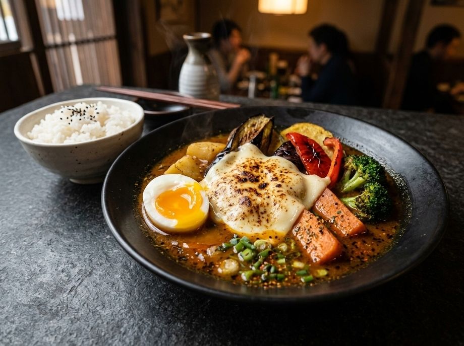 炙りチーズと半熟卵の北海道スープカレー
