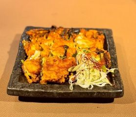 牡蠣と春菊のチヂミ