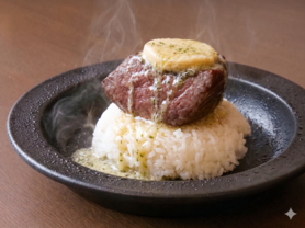和牛厚切りステーキ🍴ガーリックバターライス