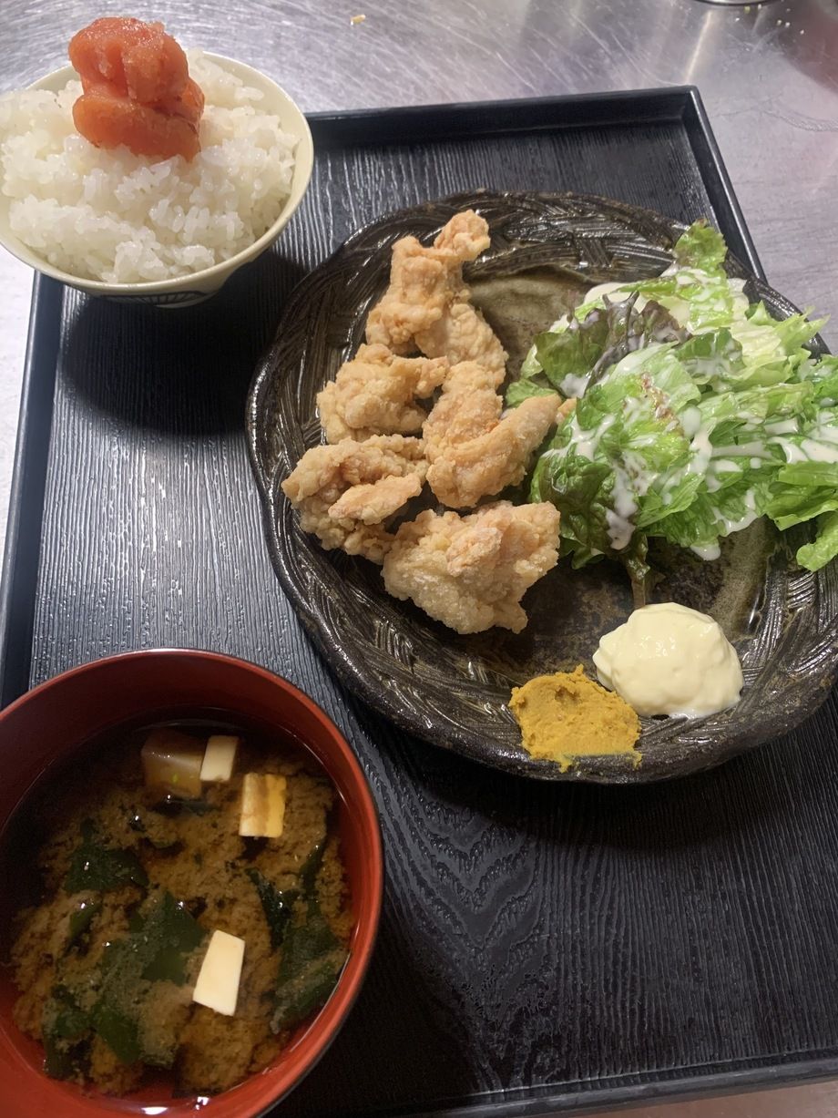 明太子ご飯としおから揚げ5個定食