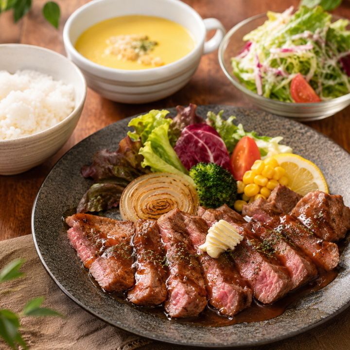 【ジビエ飯】ラム肉のステーキ定食（1,380円）