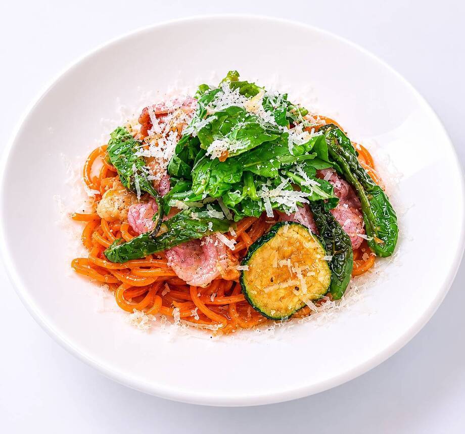 【ランチ】熟れ鮨熟成の生ハムと東京産グリル野菜のバルサミコソース＋フォカッチャ