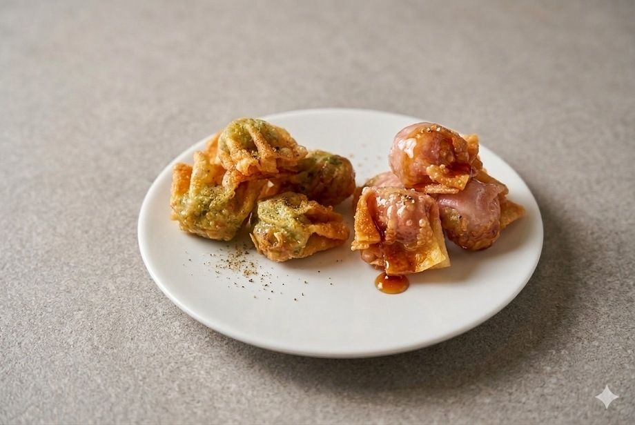 【鶏しそ&海老】2種のひとくち揚げ餃子🥟 ̖́-