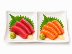 マグロとサーモンの二種刺し