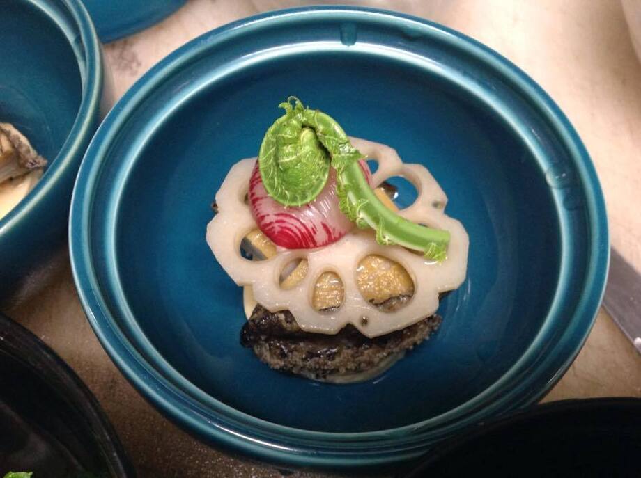 季節の野菜と鮑の蒸したもの