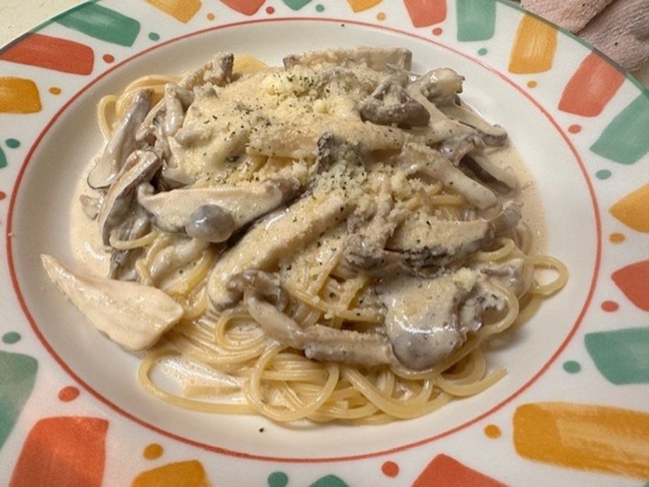キノコクリームのスパゲティ