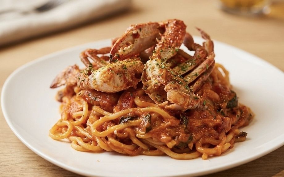 【サラダセット】イタリアンシェフの渡り蟹のトマトクリームパスタ🍝 もちもち生パスタ(茹で前生麺量200g)