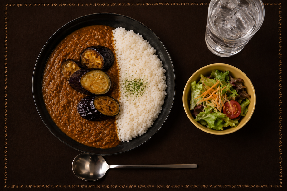 【ｻﾗﾀﾞ】なすカレー