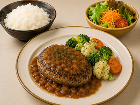 【ｻﾗﾀﾞ】シャリアピンソースハンバーグ