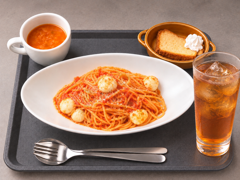月〜木🌙夜限定パスタセット🌙 やっぱりコレ🍅トマト&モッツァレラ🧀スープ/デザート/選べるドリンク付