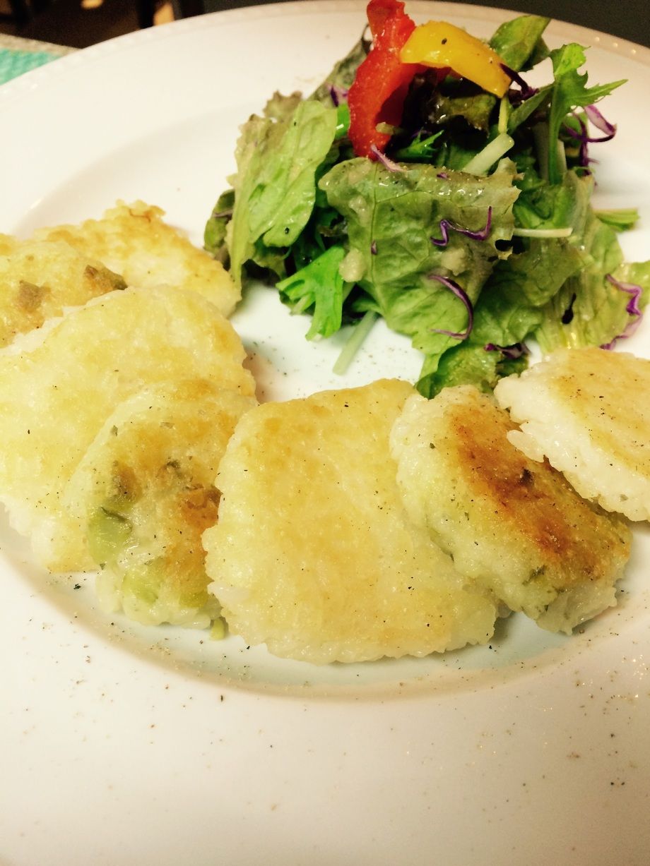 チーズと空豆の焼きリゾット