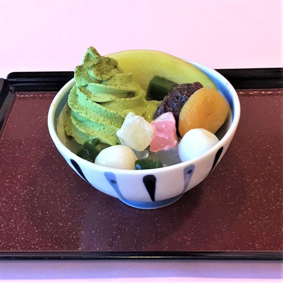 ❝抹茶のソフトクリームあんみつ❞｜四季茶寮えど