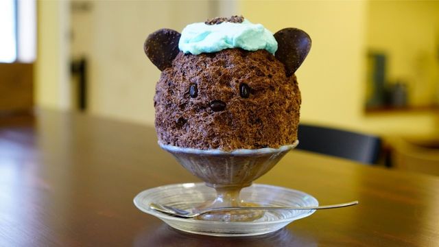 可愛いすぎるチョコミントかき氷！調布『ぱくぱくくもくま堂』
