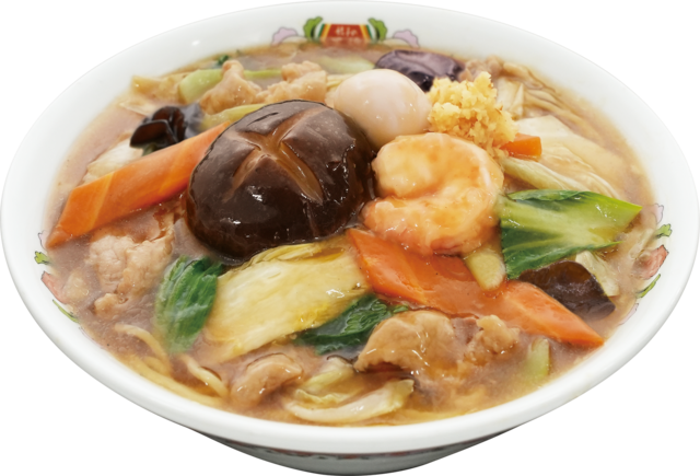 12/1〜｜ぷりぷり海老や大ぶり椎茸の「五目あんかけラーメン」に注目！魚介とろみスープが麺に絡む『餃子の王将』