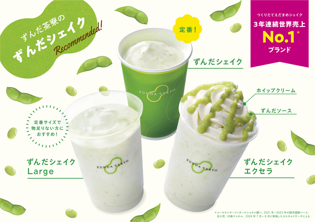 仙台『ずんだ茶寮』の名物「ずんだシェイク®」が売上No.1を獲得！つぶつぶ食感が多くのファンを魅了